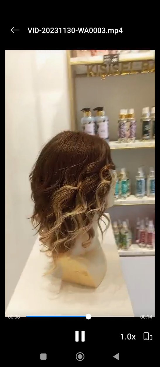 ombreli koyu kumral peruk gercek saç - Görsel 3