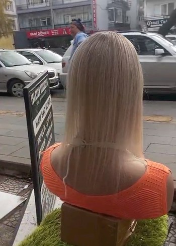 ombreli platin tepelik gercek saç - Görsel 5