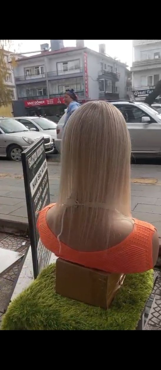 ombreli platin tepelik gercek saç - Görsel 5