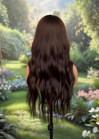 75 cm 350 gram çikolata kahve tül peruk - Görsel 3