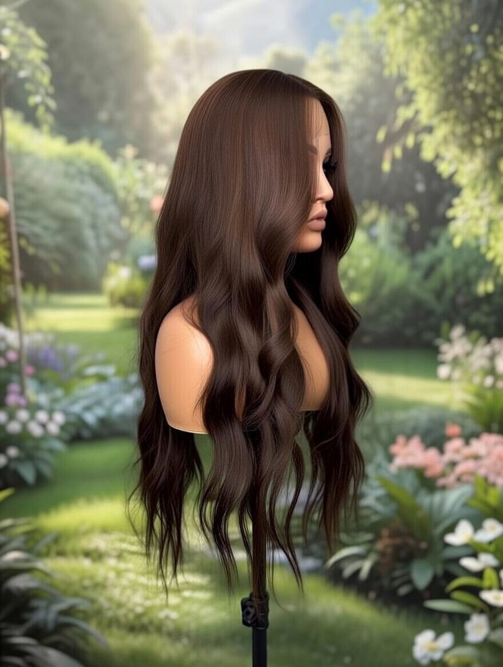 75 cm 350 gram çikolata kahve tül peruk - Görsel 2