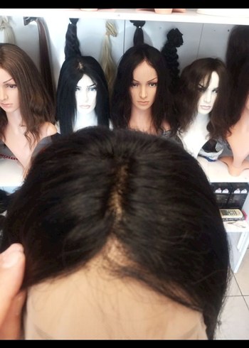 80 cm 350 gram kulaktan kulağa tül peruk - Görsel 3