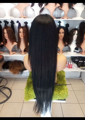 80 cm 350 gram kulaktan kulağa tül peruk - Görsel 6