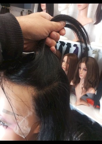 80 cm 350 gram kulaktan kulağa tül peruk - Görsel 5