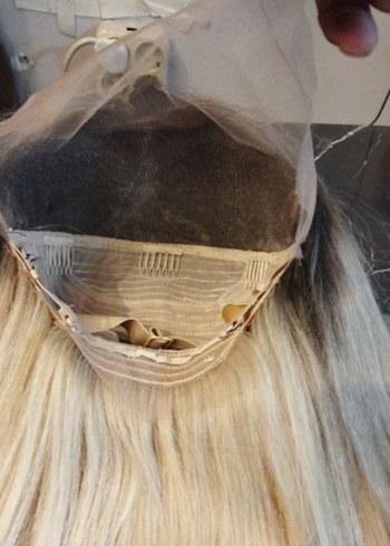 80 cm 350 gram beyaz platin tül peruk - Görsel 5