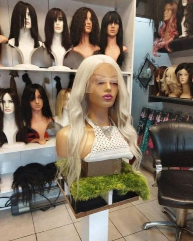 80 cm 350 gram beyaz platin tül peruk - Görsel 3