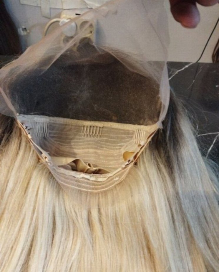 80 cm 350 gram beyaz platin tül peruk - Görsel 5