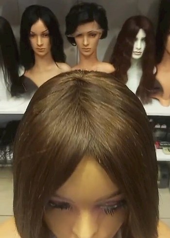 kahve gerçek saç peruk - Görsel 2
