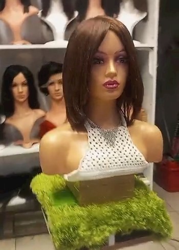 kahve gerçek saç peruk - Görsel 4