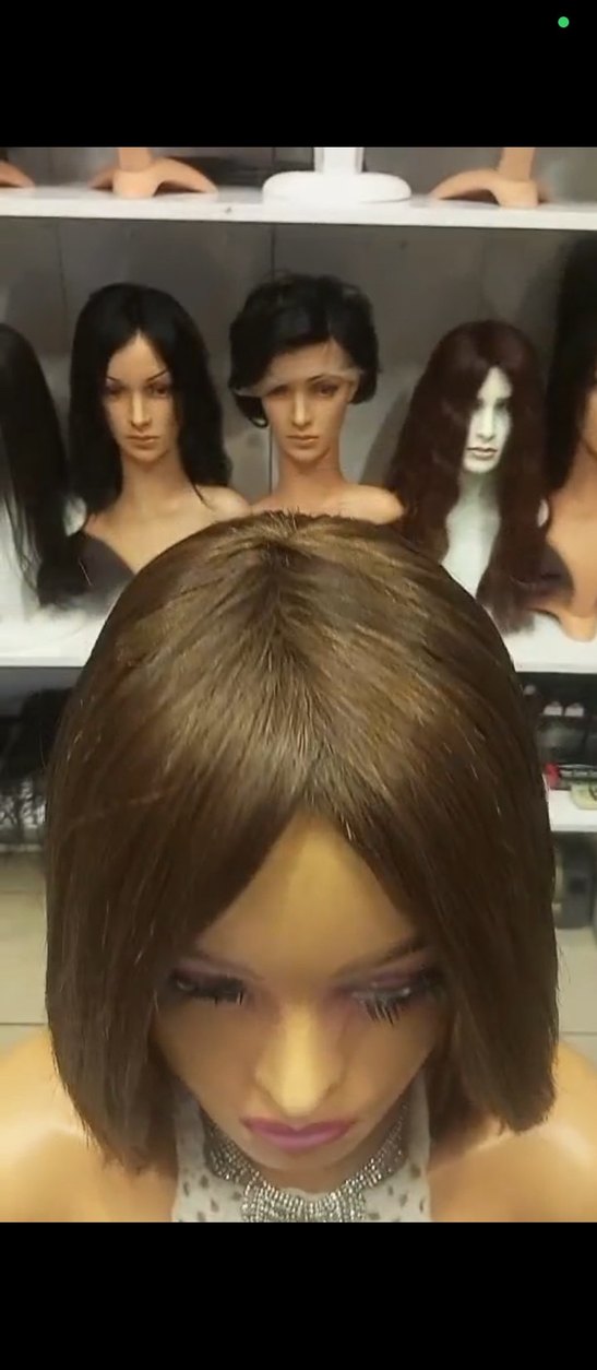 kahve gerçek saç peruk - Görsel 2