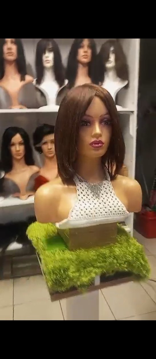 kahve gerçek saç peruk - Görsel 4