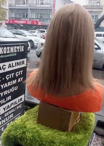 açık kumral gerçek saç peruk - Görsel 5