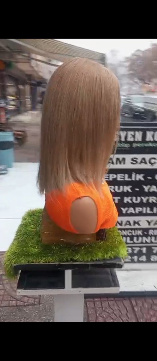 açık kumral gerçek saç peruk - Görsel 4