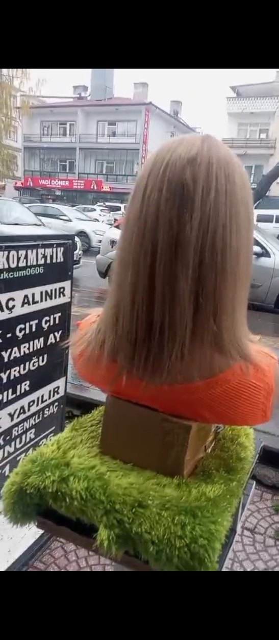 açık kumral gerçek saç peruk - Görsel 5