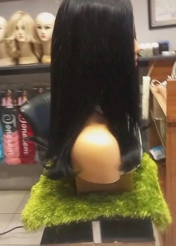 50 cm 230 gram siyah gerçek saç peruk - Görsel 5