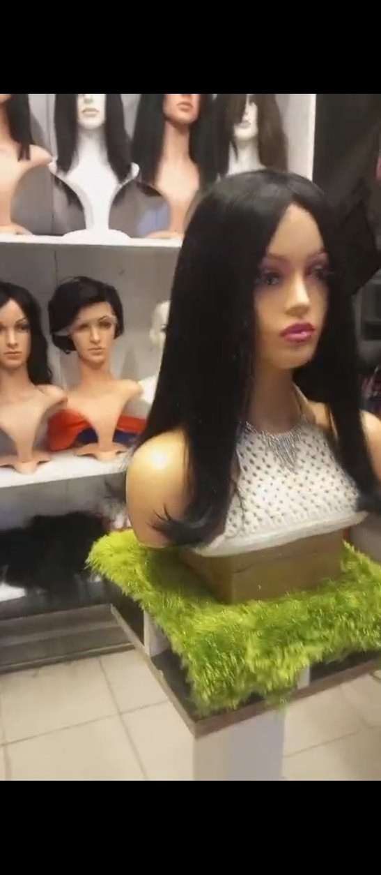 50 cm 230 gram siyah gerçek saç peruk - Görsel 4