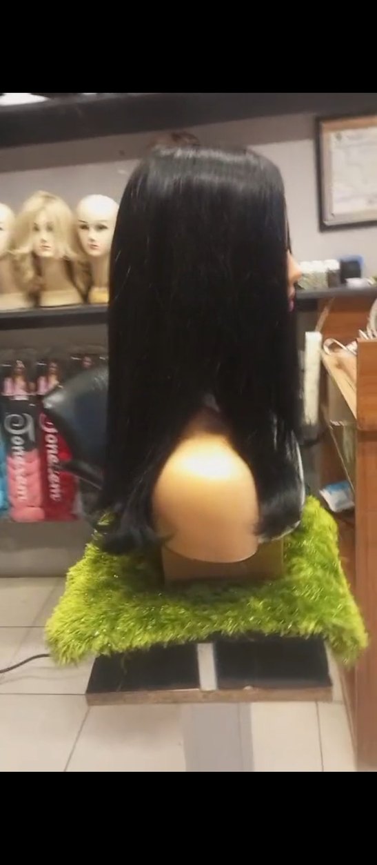 50 cm 230 gram siyah gerçek saç peruk - Görsel 5