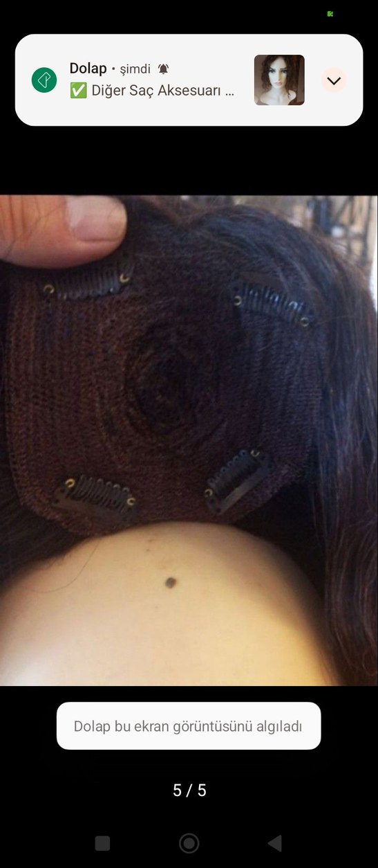 35 cm koyu kahve tepelik gercek saç - Görsel 5