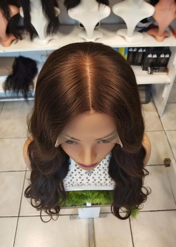 80 cm 350 gram çıkolata kahve  tül peruk - Görsel 4