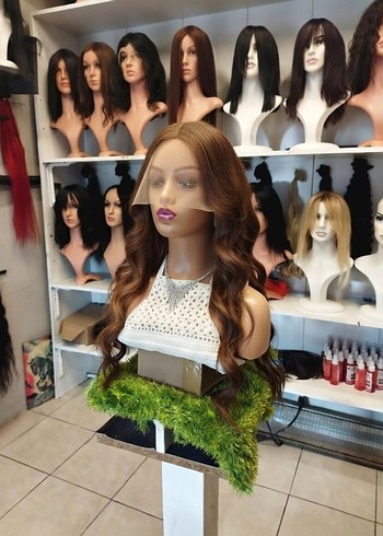 80 cm 350 gram çıkolata kahve  tül peruk - Görsel 2