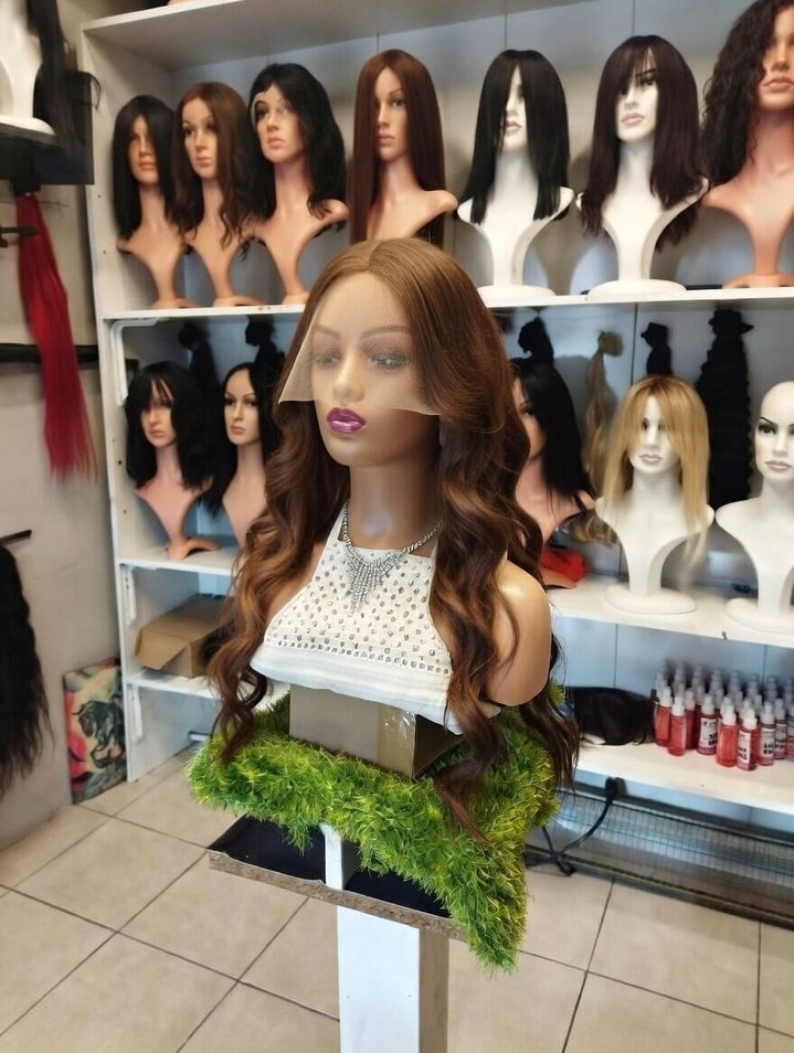 80 cm 350 gram çıkolata kahve  tül peruk - Görsel 2