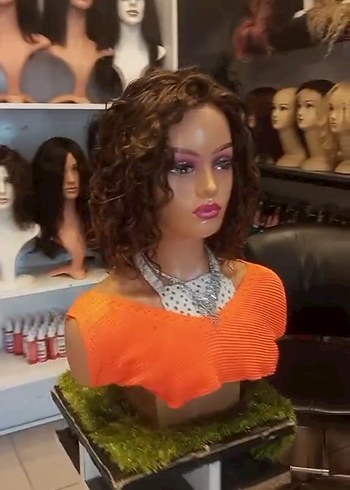 doğal kahve perma gerçek saç peruk - Görsel 4