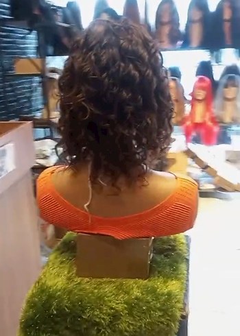 doğal kahve perma gerçek saç peruk - Görsel 6