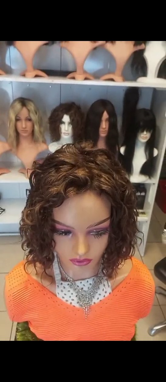 doğal kahve perma gerçek saç peruk - Görsel 2