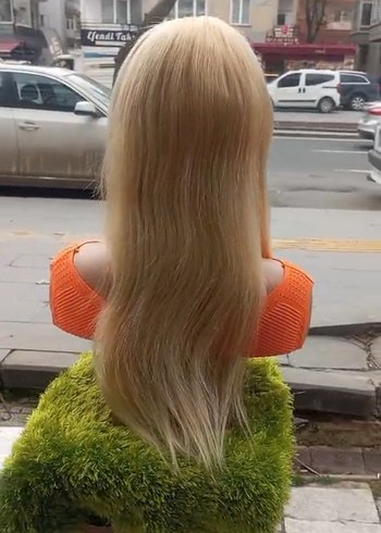 65 cm 200 gram kulaktan kulağa tül peruk - Görsel 6