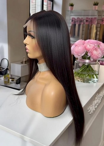 80 cm 350 gram kulaktan kulağ tül peruk - Görsel 2