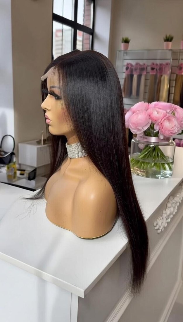 80 cm 350 gram kulaktan kulağ tül peruk - Görsel 2