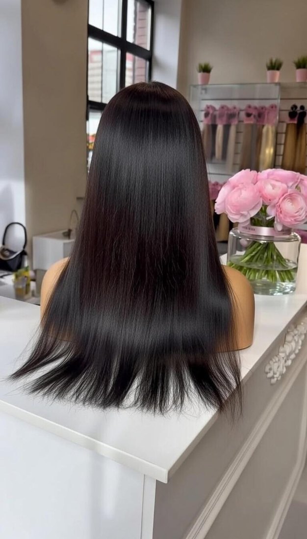 80 cm 350 gram kulaktan kulağ tül peruk - Görsel 4