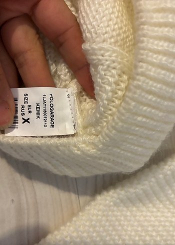 Polo Garage Kadın krem beyaz Boğazlı Örgü Kısa Kazak - Görsel 4