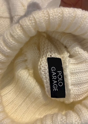 Polo Garage Kadın krem beyaz Boğazlı Örgü Kısa Kazak - Görsel 3