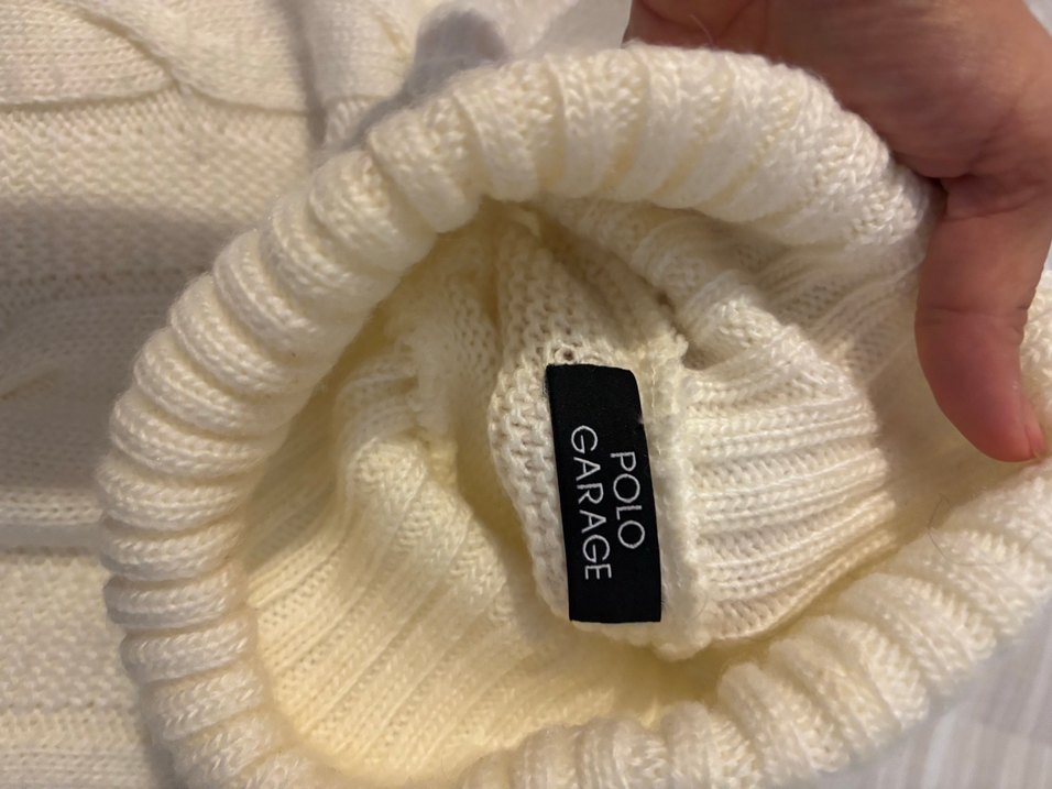 Polo Garage Kadın krem beyaz Boğazlı Örgü Kısa Kazak - Görsel 3