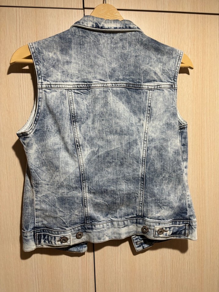 Mavi jean marka, Düğmeli Kolsuz Batik Desenli Denim Yelek - Görsel 3