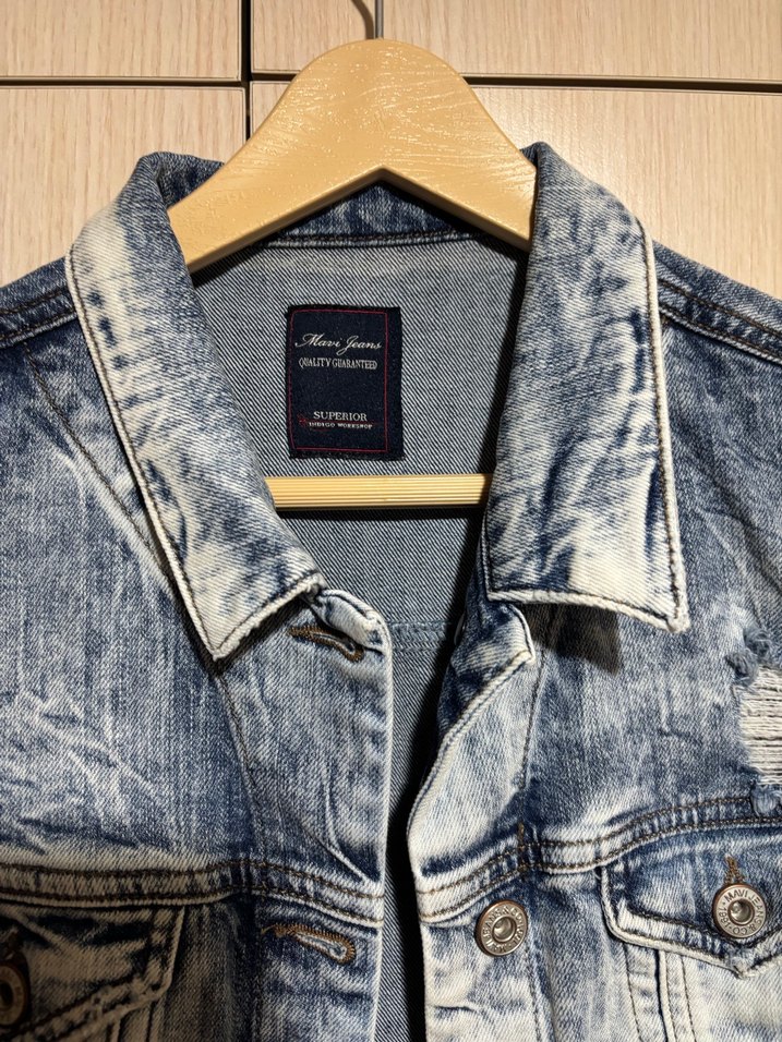 Mavi jean marka, Düğmeli Kolsuz Batik Desenli Denim Yelek - Görsel 2