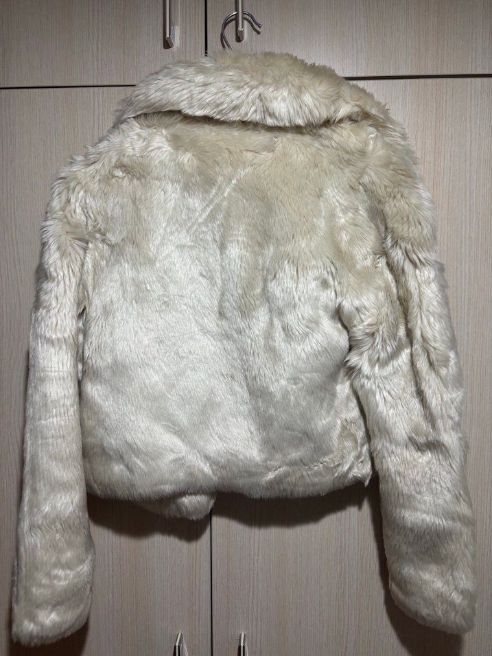 Forever New Kadın  Beyaz Suni Kürk Midi Ceket - Görsel 4