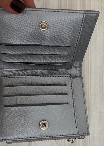 Benetton Gri Desenli Deri Kadın Cüzdan Orjinal - Görsel 4