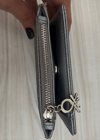 Benetton Gri Desenli Deri Kadın Cüzdan Orjinal - Görsel 3