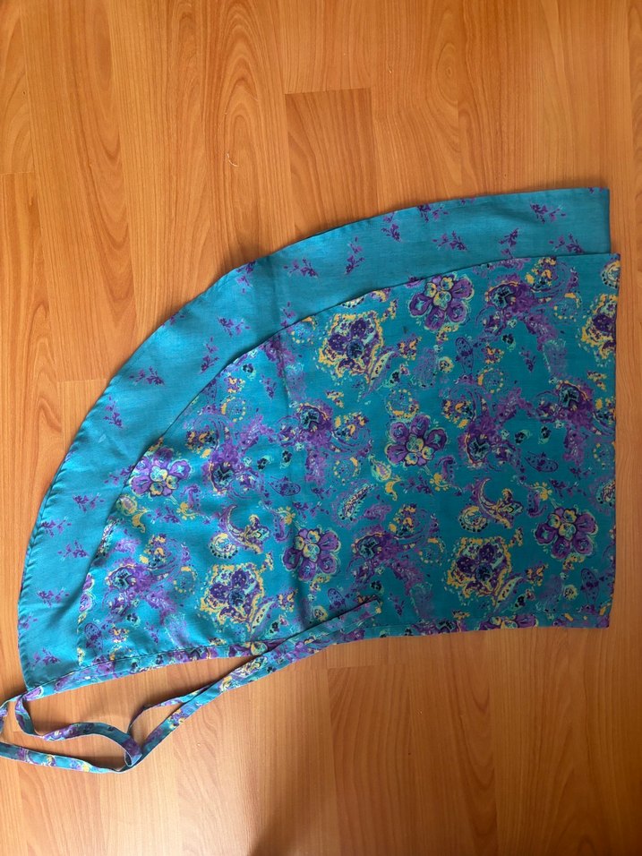 Turkuaz mavi renk etnik renk ve desende diz üstü plaj pareo - Görsel 2