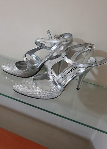 Gri simli lame stiletto Kadın Ayakkabı