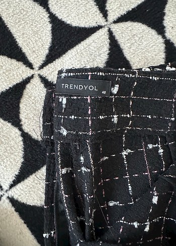 Kareli Pilili Lacivert Kumaş Kadın Pantolon - Görsel 2