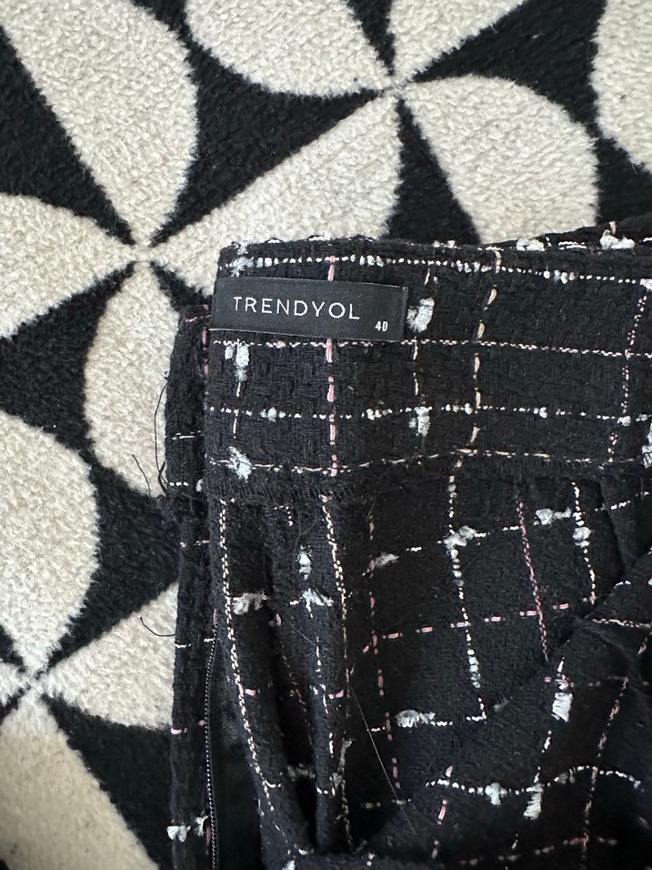 Kareli Pilili Lacivert Kumaş Kadın Pantolon - Görsel 2