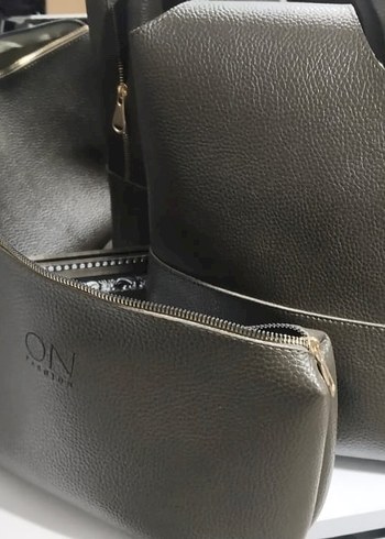 Haki Deri Kadın Çanta Fermuarlı - Görsel 2