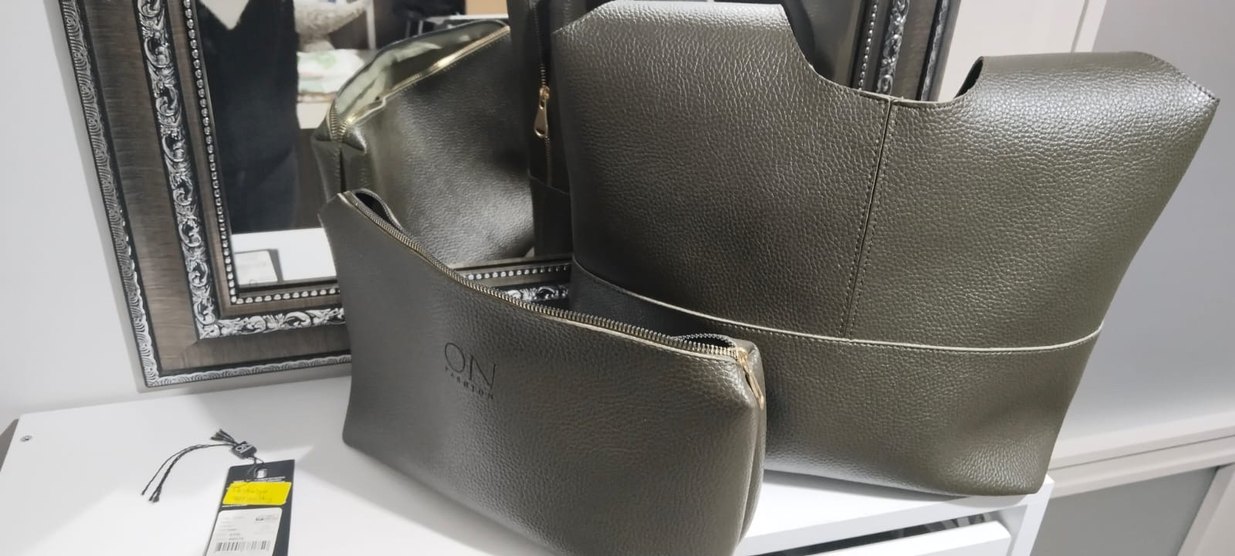 Haki Deri Kadın Çanta Fermuarlı - Görsel 2