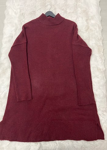 Bordo Yünlü Boğazlı Kadın Kazak - Görsel 2