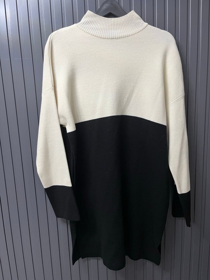 Yarım Balıkçı Yaka Uzun Kollu Renk Bloklu Kazak - Görsel 3