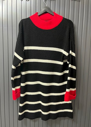 Uzun Kollu Çizgili Triko Kadın Kazak - Görsel 3