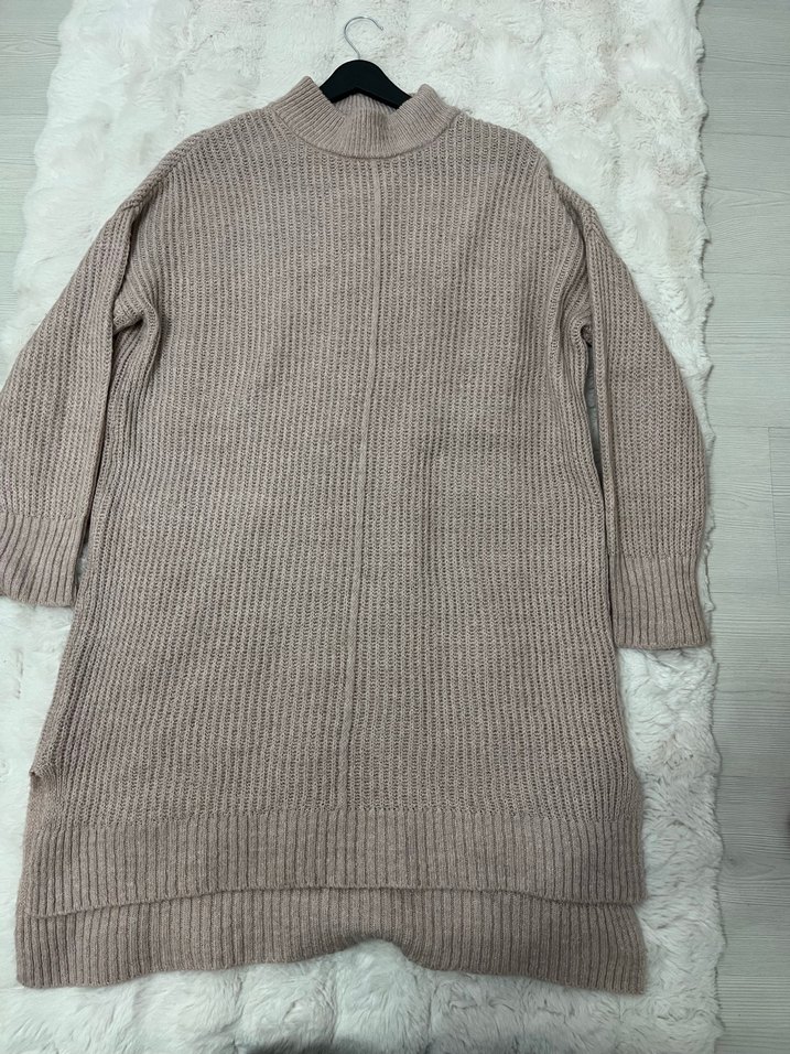 Uzun Kollu Pudra Pembesi Boğazlı Örgü Kazak - Görsel 2